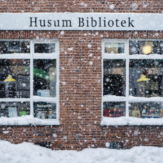 Husum Bibliotek i snevejr