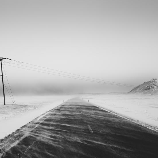 Sneklædt vej i Island. Foto: Torben Kelde