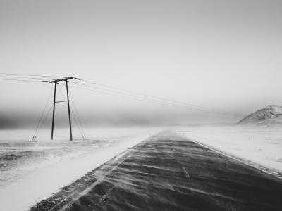 Sneklædt vej i Island. Foto: Torben Kelde